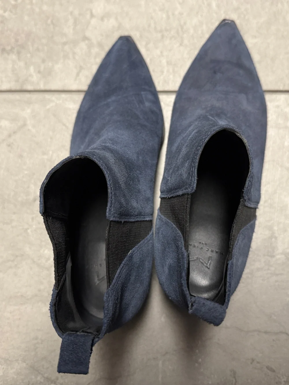Marc Fisher Navy Suede Pointed Ankle Booties